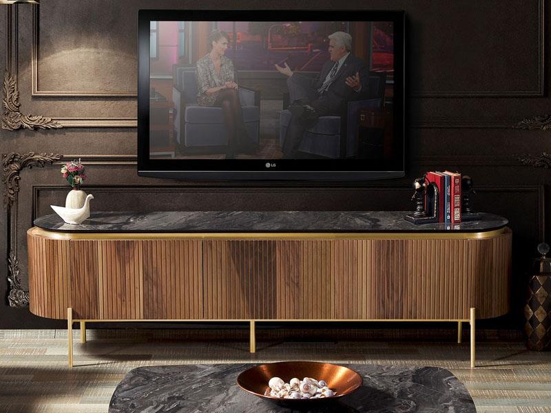 Tesla Walnut Gold Tv Ünitesi