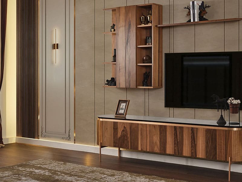 Tesla Walnut Bronz Tv Ünitesi