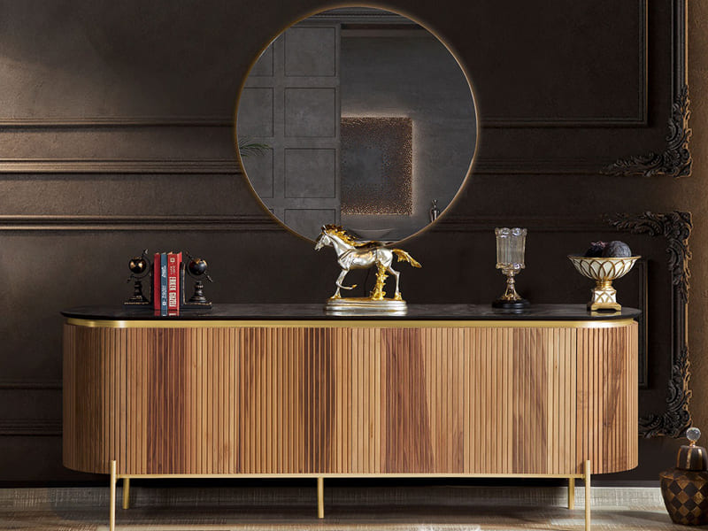 Tesla Walnut Gold Yemek Odası
