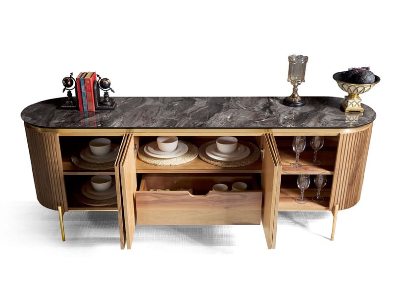 Tesla Walnut Silver Yemek Odası