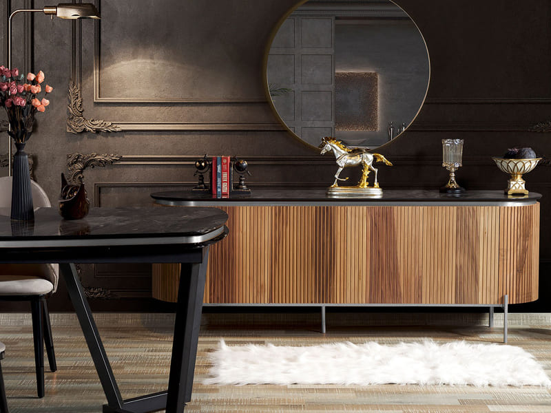 Tesla Walnut Silver Yemek Odası