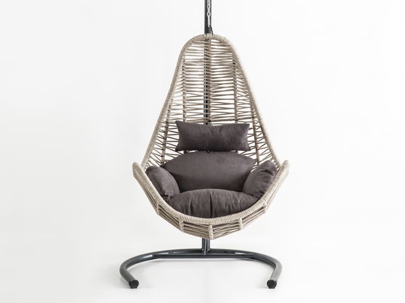 Zen Krem Rattan Gri Kumaş Salıncak 